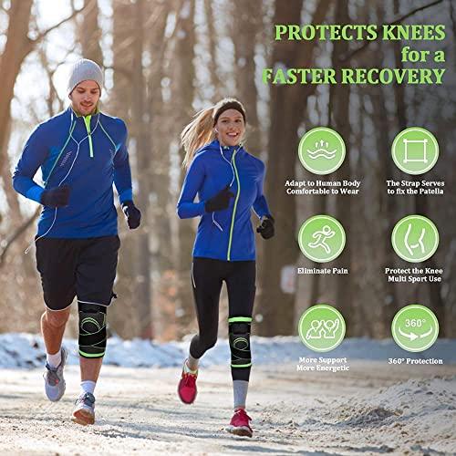 DCF DCF Compression Knee Sleeve with Adjustable Straps for Best Fit, Professional Knee Compression Sleeves Support for Knee Pain, Running, Work Out, Gym, Fitness, Weightlifting, 1-Pack