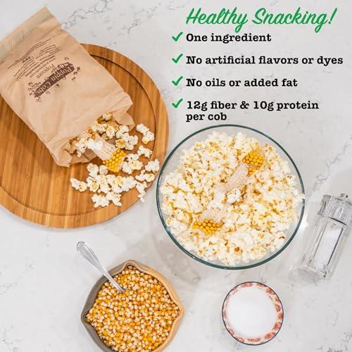Poppin' Cobs Microwave Popcorn on the Cob - Pops off the Cob | Poppin\' Cobs Popcorn | Individually Wrapped Popcorn Cobs with 3 Bags For Popping | Single Ingredient | Gluten Free | Non-GMO | Single Harvest | Farm Fresh | Farmer Owned