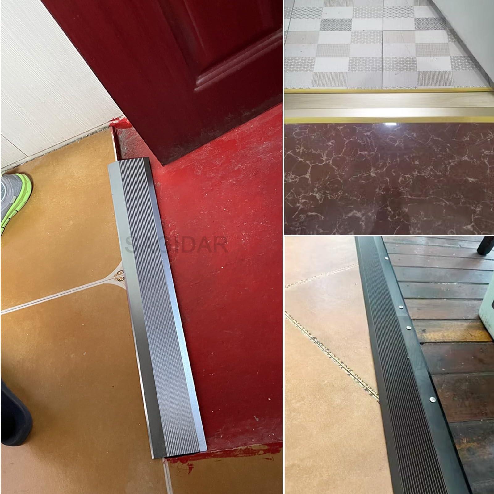 SAGIDAR Metal Threshold Ramps for Doorways, Aluminum Floor Transition Threshold Strip, Transition Board Self Adhesive, Width 10cm, Carpet Edge Strip Multicolor