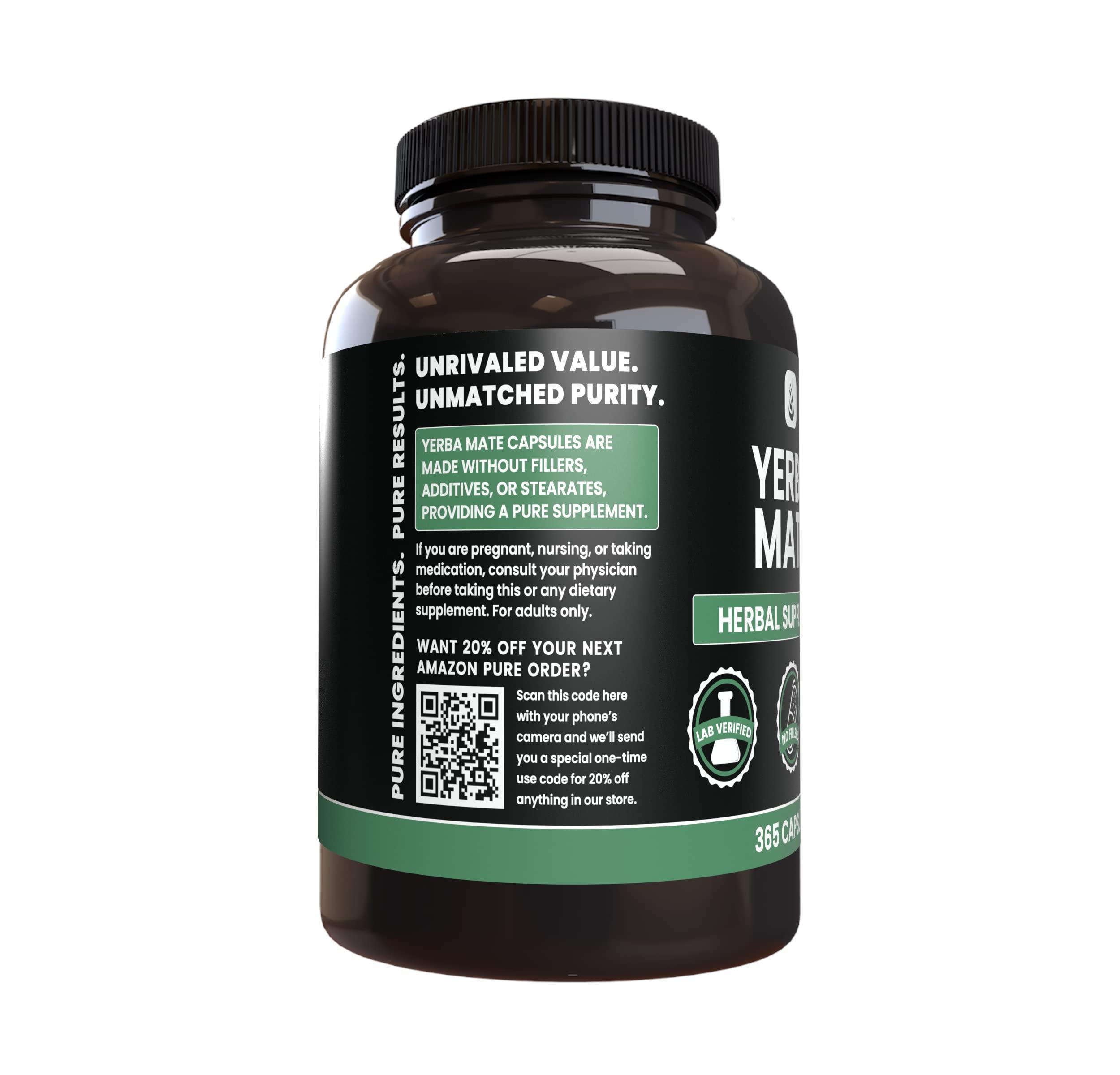 PURE ORIGINAL INGREDIENTS PURE ORIGINAL INGREDIENTS Yerba Mate (365 Capsules), No Magnesium Or Rice Fillers, Always Pure, Lab Verified