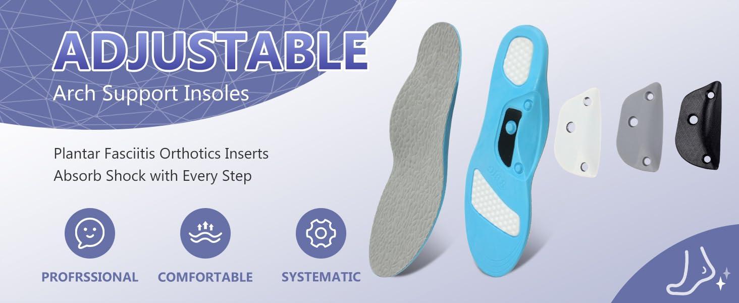 CN Orthopedic Inserts Heavy Duty Support - Over 220 LBS Plantar Fasciitis Flat Foot Insole, Arch Support of Varying Strength, Effective Pressure Buffer, Insole for Men\'s and Women\'s Work Boots(Grey M)