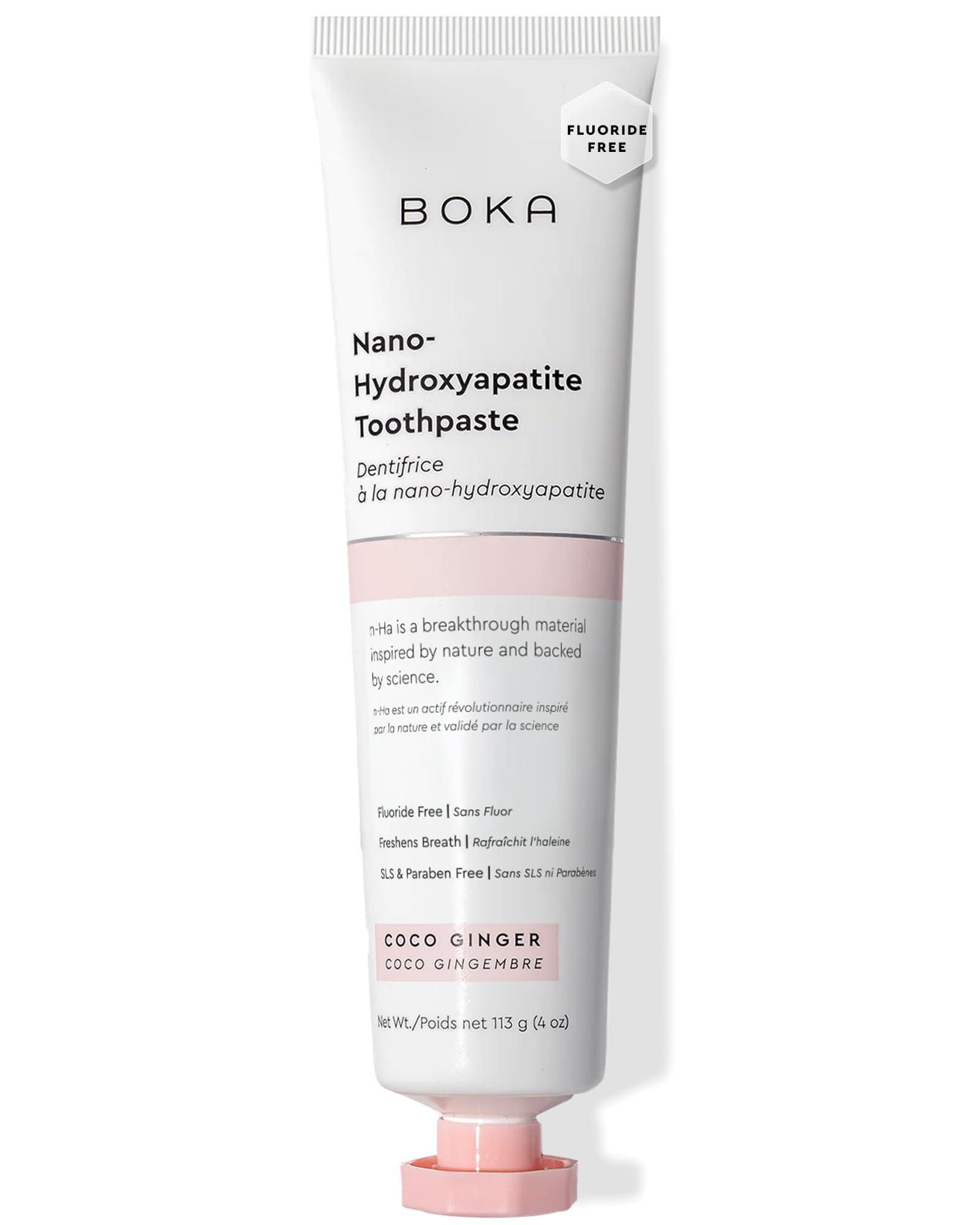 Boka Boka Fluoride Free Toothpaste Nano Hydroxyapatite, Helps Remineralize, Appropriate for Sensitive Teeth, Whitening - for Adult, Kids Oral Care - Coco Ginger Flavor, 4 Fl Oz 1 Pk - US Manufactured
