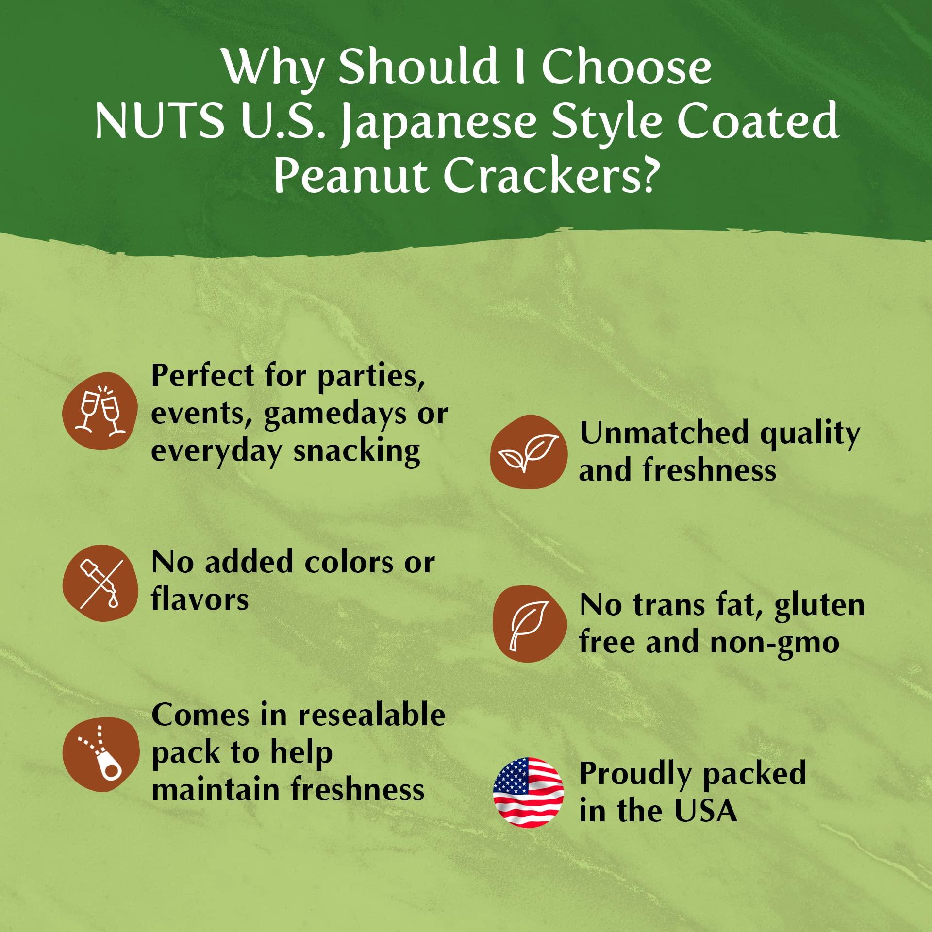 NUTS - U.S. - HEALTH IN EVERY BITE ! NUTS U.S. - Japanese Coated Peanut Crackers | Japan Mix | No Trans Fat and Non-GMO | Natural Snacks | Packed in a Resealable Bag!!! (Japan Mix, 3 LBS)