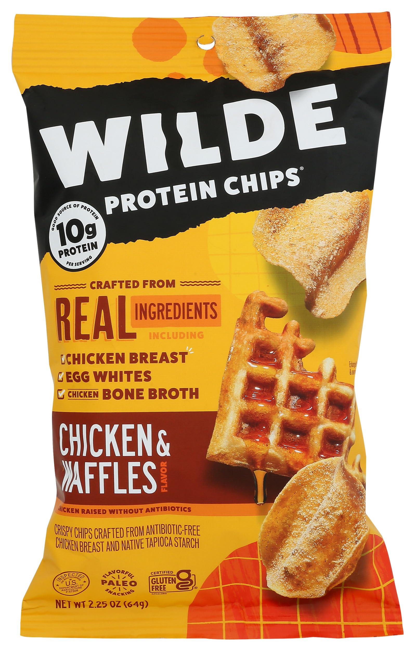 WILDE BRANDS Chicken and Waffles Chicken Chips by Wilde Chips, Thin and Crispy, High Protein, Keto, Paleo Friendly, Made with Real Chicken, 2.25oz Bag