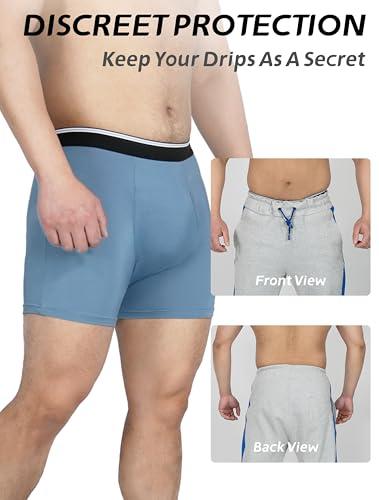 TIICHOO TIICHOO Mens Incontinence Underwear Boxer Briefs Washable Leak Proof Underwear for Men Soft Reusable 3 Pack(Dark Grey/Green/Blue, XX-Large)