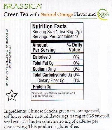 Brassica Tea Brassica Tea Green Tea with Trubroc, Orange, 6 boxes (96 Total Tea Bags)