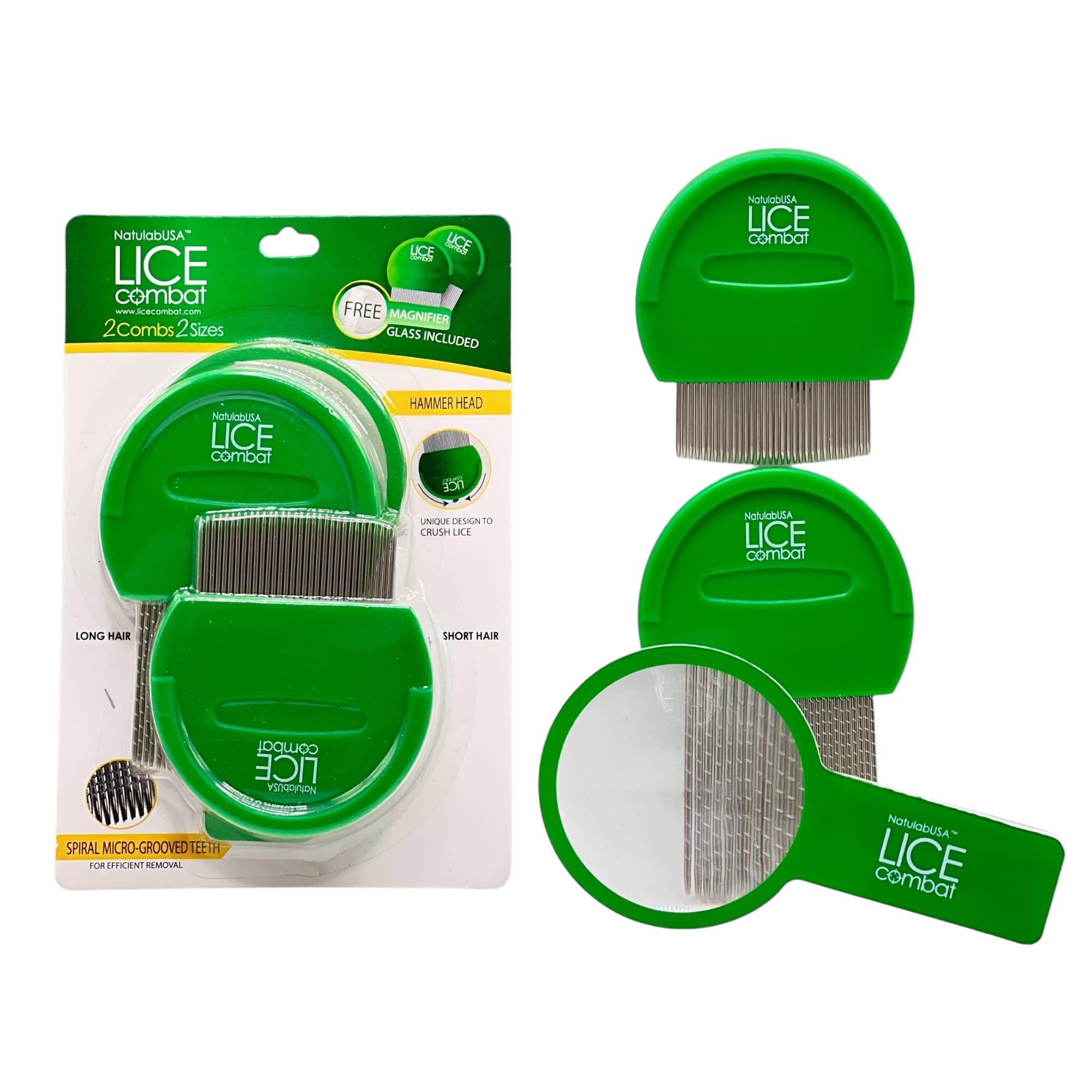 NatulabUSA NatulabUSA Lice Combat Treatment Kit | Shampoo, Leave-in Cream, Two Combs and Magnifying Glass | Manages Lice, Super Lice & Nits | Repels & Prevents | Pesticide Free | 100% Natural Essential Oils