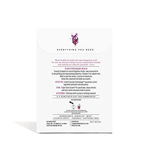 PIQUE Pique Organic Hibiscus Tea Crystals - Powerful Antioxidants and Caffeine-Free Herbal Tea, Real Egyptian Flower for Glowing Skin - 14 Single Serve Sticks (Pack of 1)