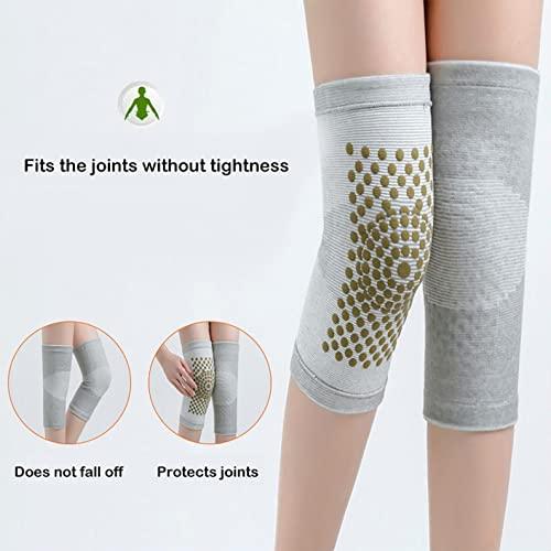 Fottone Self Heating Knee Pads Magnetic Therapy - Kneepad Outdoor Sports Knee Protector for Knee Fatigue Leg Massager Heated Knee Pad for Stress Relief (Gray, L)
