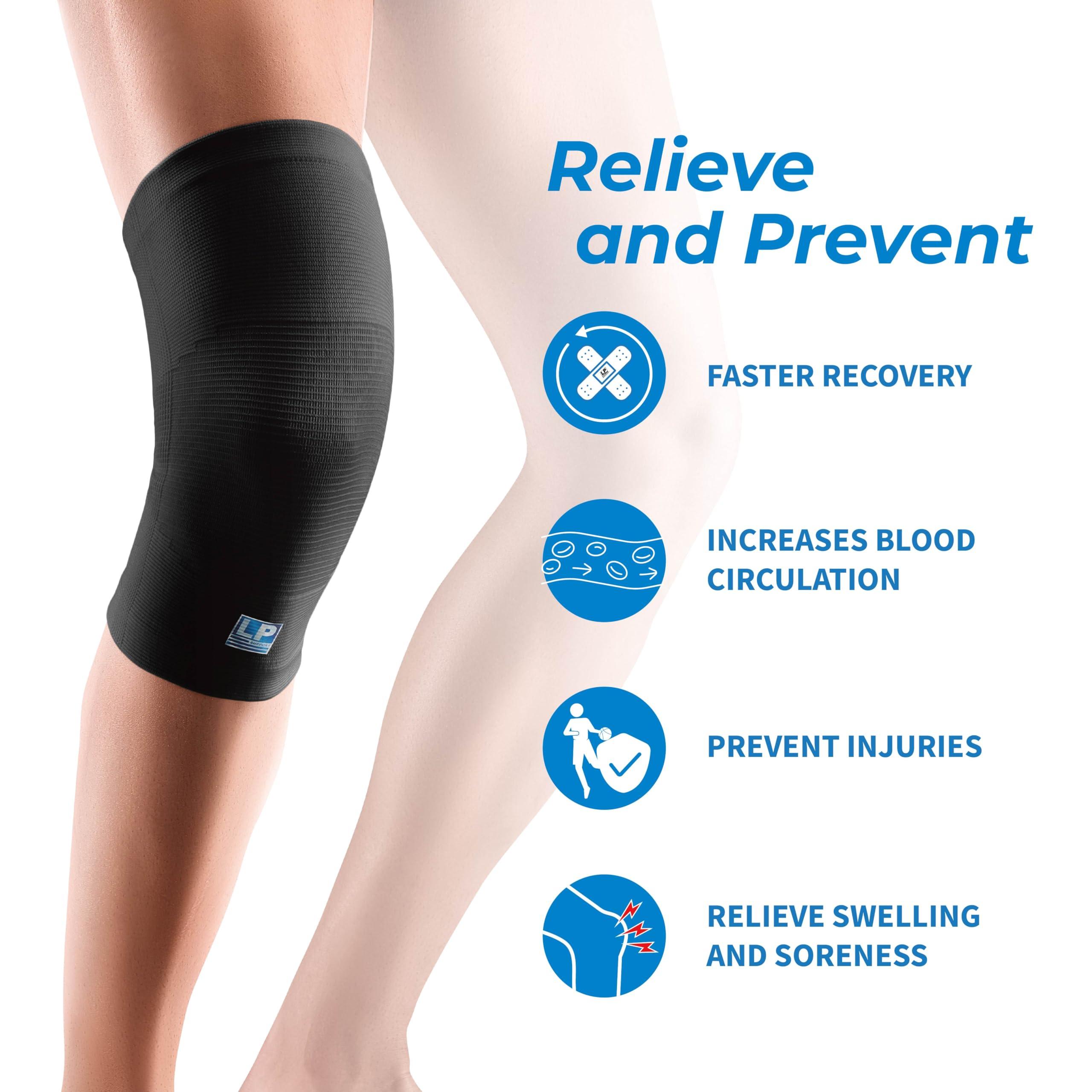 LP SUPPORT LP 647 Knee Brace For Arthritis Pain, Knee Pain Relief, Injury Recovery - Knee Sleeve For Weightlifting, Basketball, Hiking, Biking, Running, For Men Women (Blue, S, 1pcs)