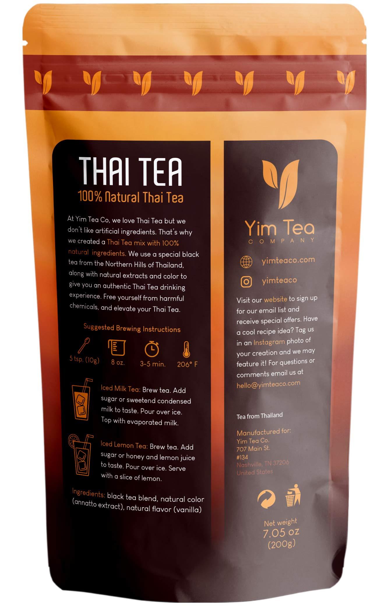 Yim Tea Co. Yim Tea Co. - Thai Tea - 100% Natural Loose Leaf Tea Mix - Made with Assam Black Tea - Makes Iced Tea and Boba Tea - By Yim Tea Co. (200g)