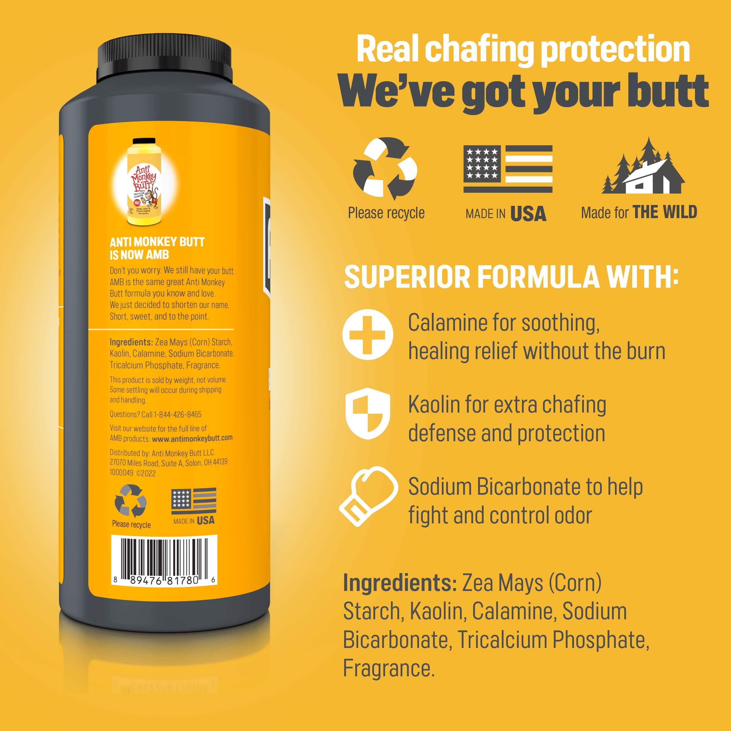 Anti Monkey Butt Anti Monkey Butt Body Powder for Women and Men Anti Chafing and Anti Itch Foot Powder with Calamine, Absorbs Sweat and Fights Friction, Talc Free Hypoallergenic Formula, 8 oz