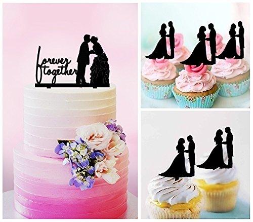 jjphonecase TC0071 Forever Together Marry Party Wedding Birthday Acrylic Cake Topper Cupcake Toppers Decor Set 11 pcs