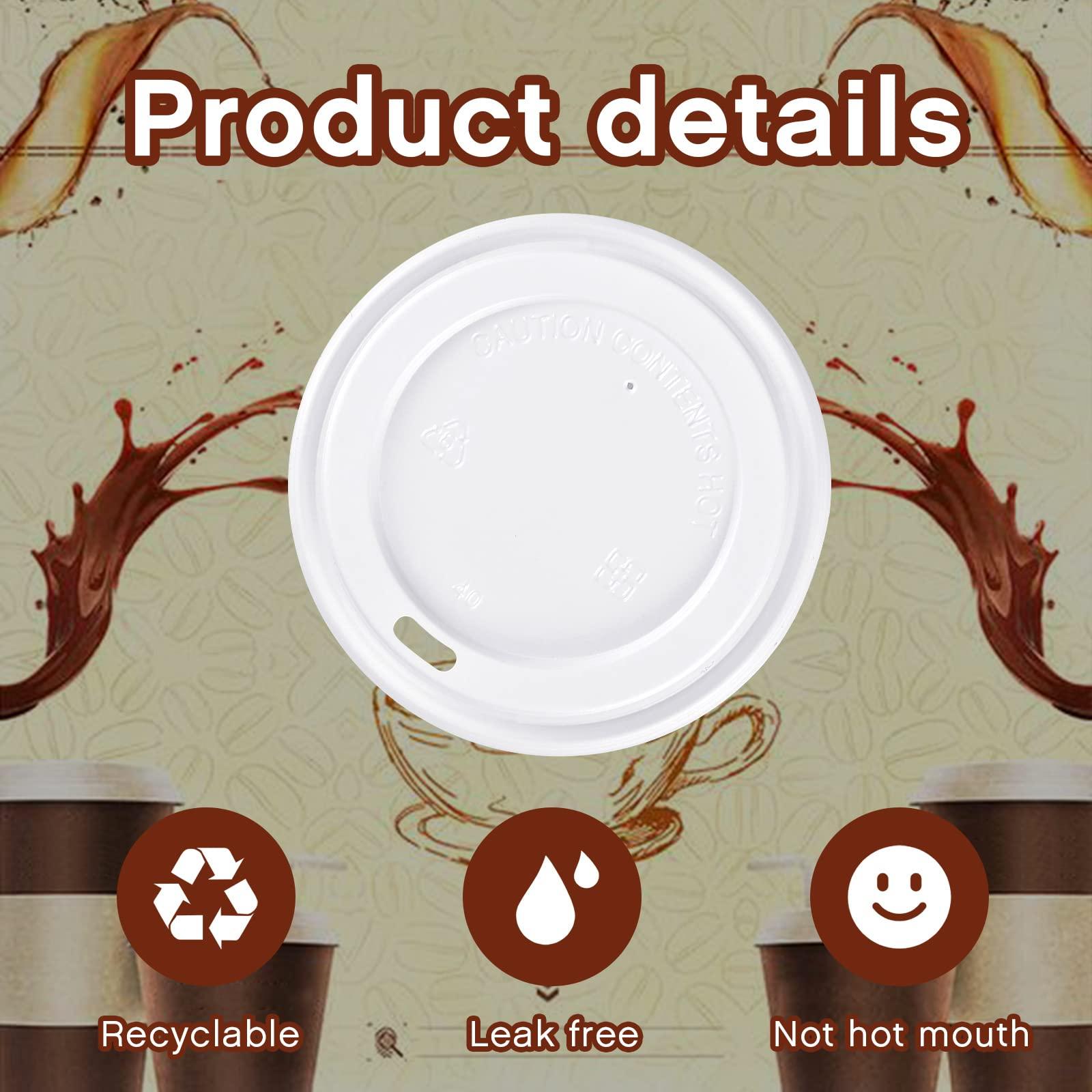 Cunhill 200 Pack Hot Drink Lids Plastic Lid Dome Coffee Cup Lid Easy Flow Anti Spill Design Fits Most 10 to 24 Ounce and 8 oz Squat Cups for Cafes, Office, Car, Home, Travel (White)