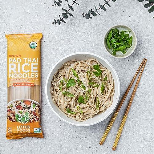 Lotus Foods Lotus Foods Organic Brown Rice Pad Thai Rice Noodles - Gluten Free Pad Thai, Heirloom Rice Noodles, Authentic Asian Noodles, Rice Noodles Thailand, USDA Organic, Non GMO - 8 Oz (Pack of 8)