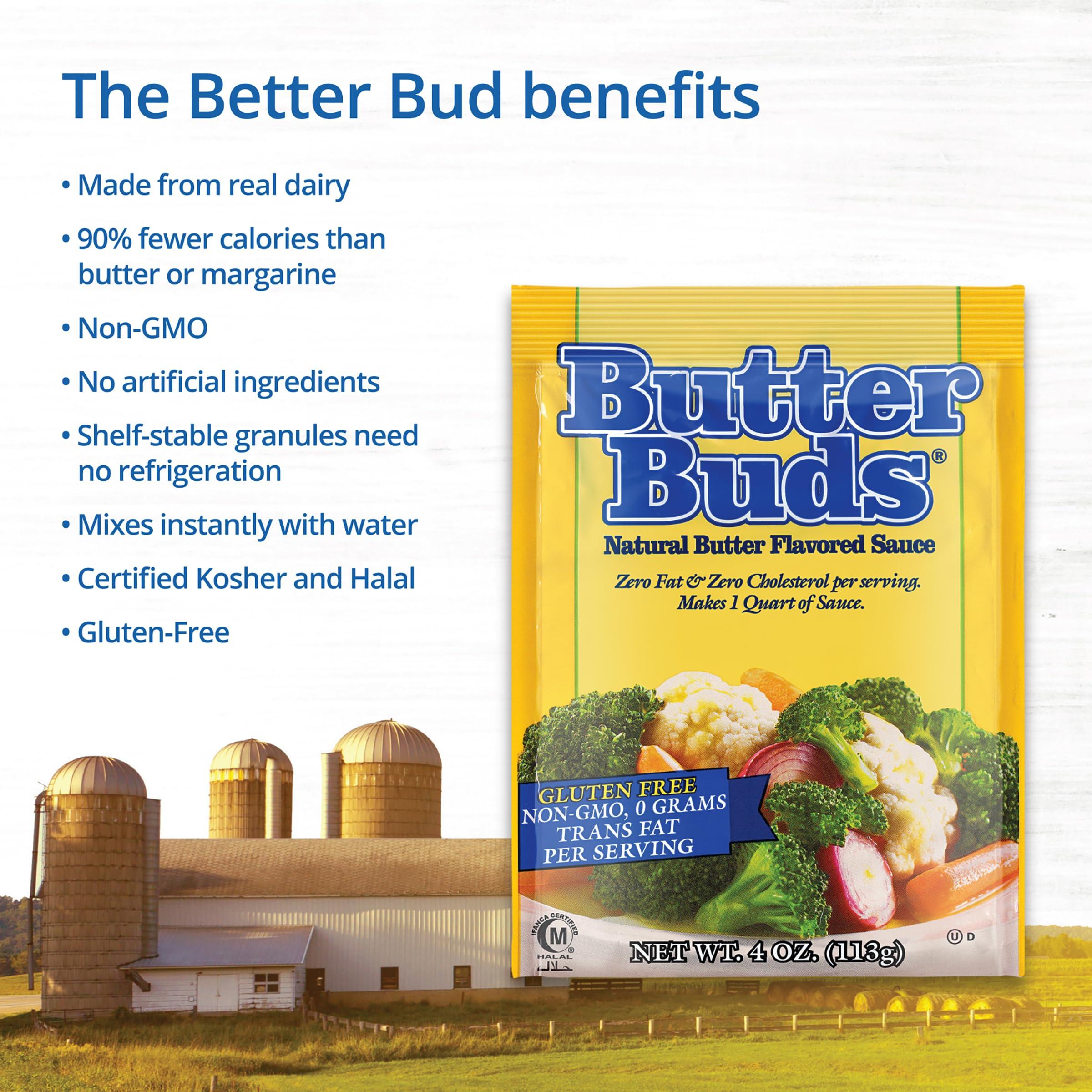 BUTTER BUDS Butter Buds Sauce Mix, 4 Oz (4-Pack) Non-GMO, Gluten-Free Natural Butter Flavored Sauce Made with Buttermilk, 0 Fat, 0 Cholesterol