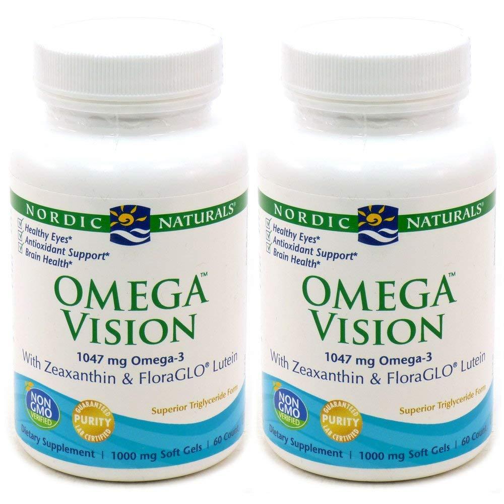 Nordic Naturals Nordic Naturals Omega Vision, Lemon - 60 Soft Gels - Pack of 2-1460 mg Omega-3 + FloraGLO Lutein & Zeaxanthin - Eye Health, Brain Health, Antioxidant Support - Non-GMO - 60 Total Servings
