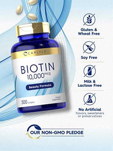 Carlyle Carlyle Biotin 10000mcg | 300 Softgels | Max Strength | Non-GMO, Gluten Free Supplement