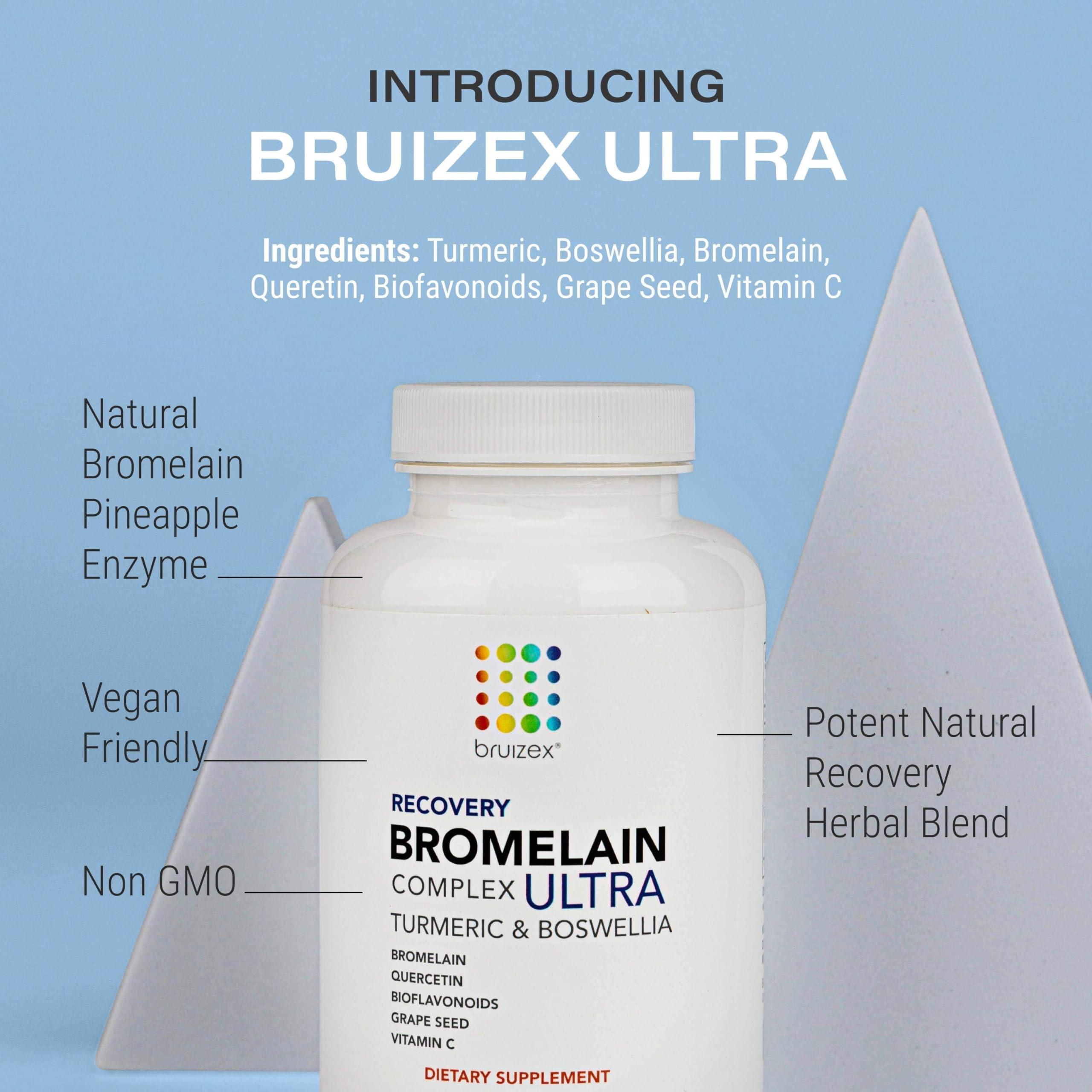 Bruizex BRUIZEX Ultra Bromelain and Quercetin Bruising Relief Supplement, 120 Capsules | Bruised Skin, Trauma Recovery and Swelling Surgery Supplements | Contains Bromelain, Quercetin, Turmeric and Boswellia