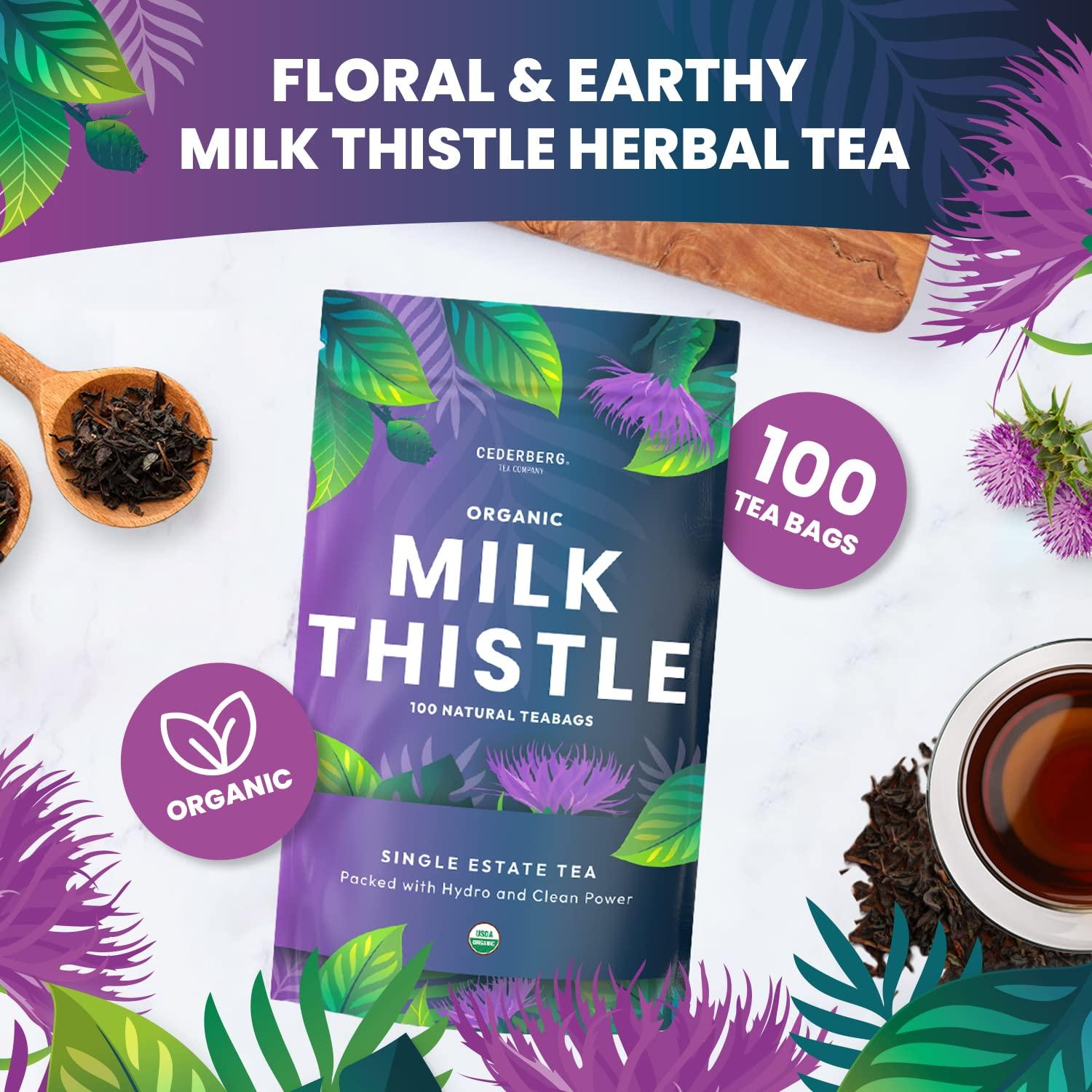 Cederberg Tea Company Organic Milk Thistle Tea — 100 Tea Bags | Organic Herbal Tea From Single Origin | Eco-Friendly Tea Bags | Non-GMO Caffeine Free Tea With Zero Sugar | Cederberg Tea Company