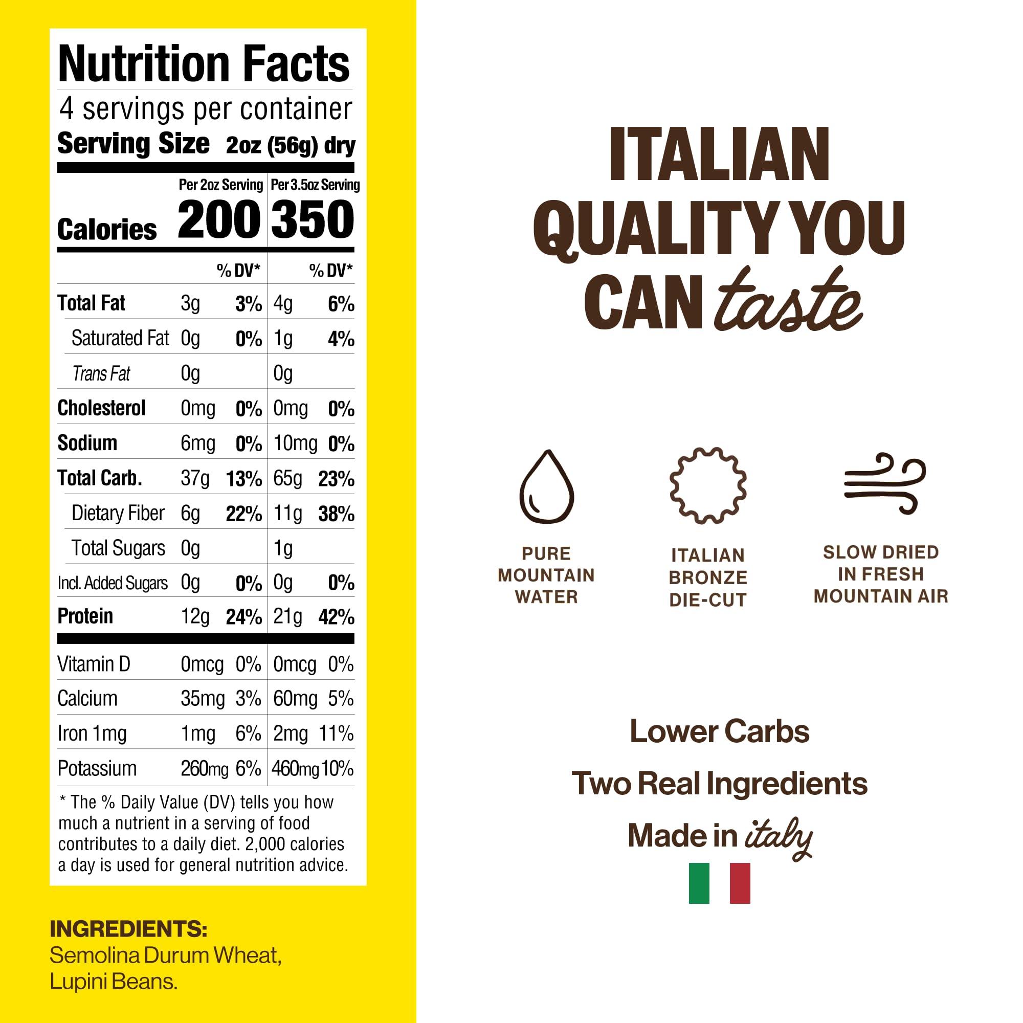 BRAMI Brami Fusilli, Curly Mac, Radiatori Italian Protein Pasta | Low Carb | High Fiber | High Protein | Keto | Non-GMO | Made in Italy | Semolina Pasta, Fortified with Heart Healthy Lupini Beans | 8oz (Pack of 6)