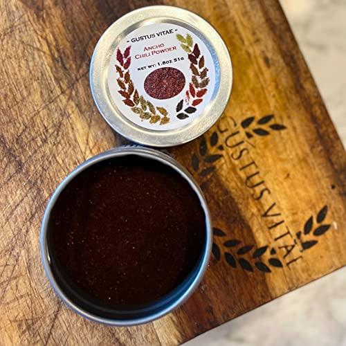 Gustus Vitae Ancho Chili Powder - Gourmet Spice - All Natural Chili Powder - Non GMO - Handcrafted - Small Batch - Artisanal Seasoning - Gustus Vitae - #0721