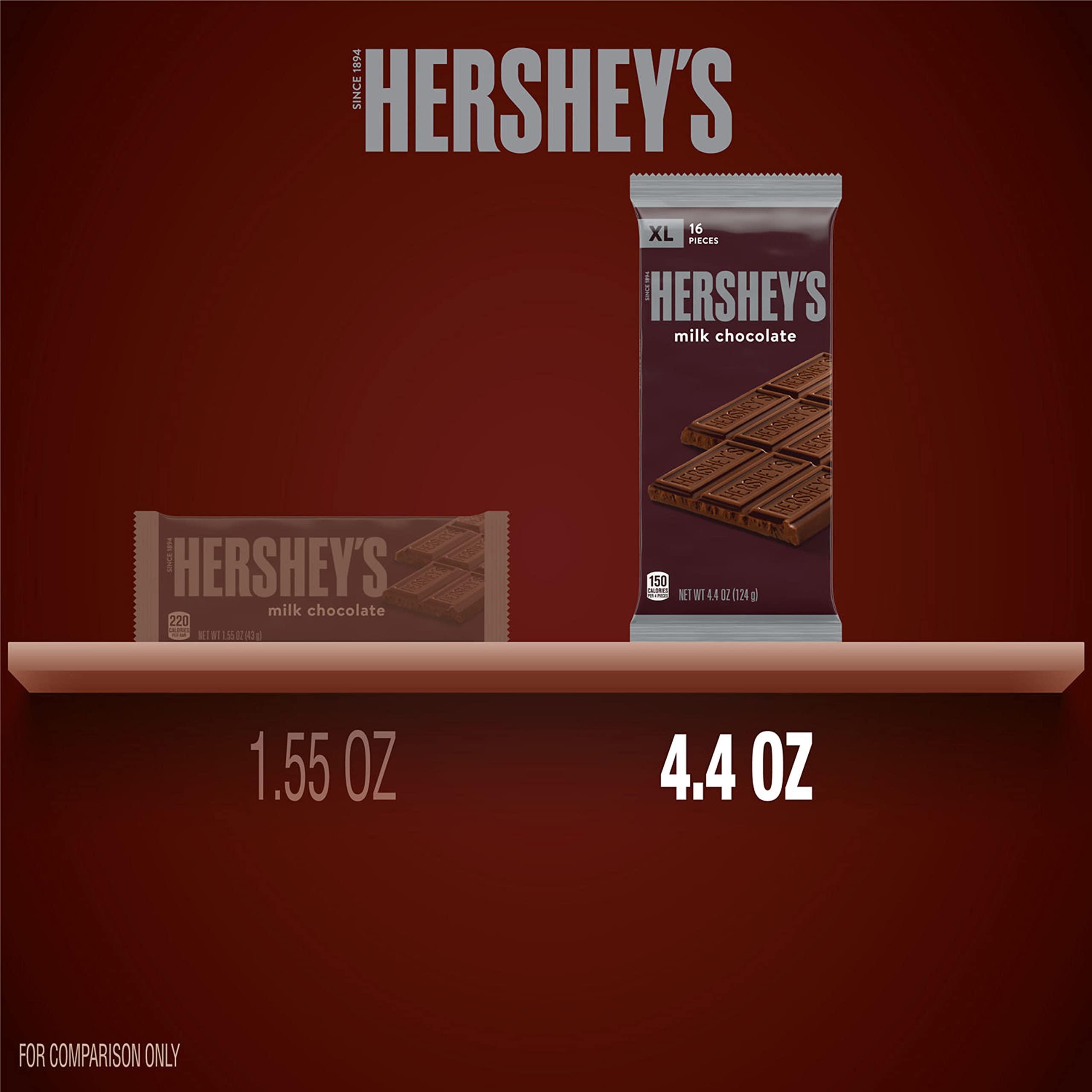 HERSHEY'S HERSHEY\'S Milk Chocolate XL, Candy Bars, 4.4 oz (12 Count, 16 Pieces)