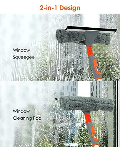 YXXSDP Home Bendable Window Cleaning Pole, Aluminum Safey Window Squeegee with Scrubber Combo, Window Cleaner for Porch Apartment Bathrooms (Size : Length 656cm/6.56m/21.5ft)