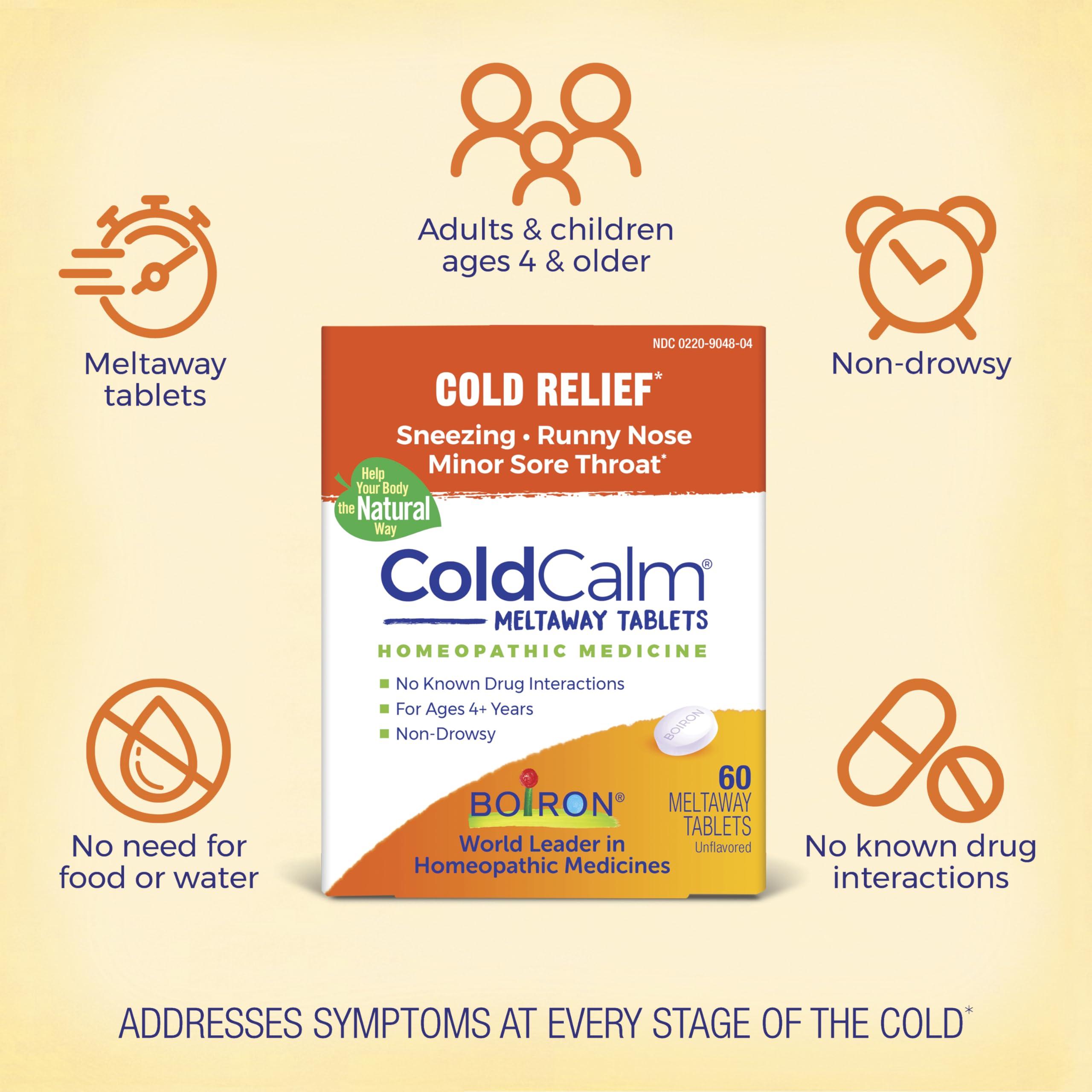 Boiron Boiron ColdCalm Tablets for Relief of Common Cold Symptoms Such as Sneezing & Oscillococcinum for Relief from Flu-Like Symptoms of Body Aches, Headache, Fever, Chills, and Fatigue - 12 Count