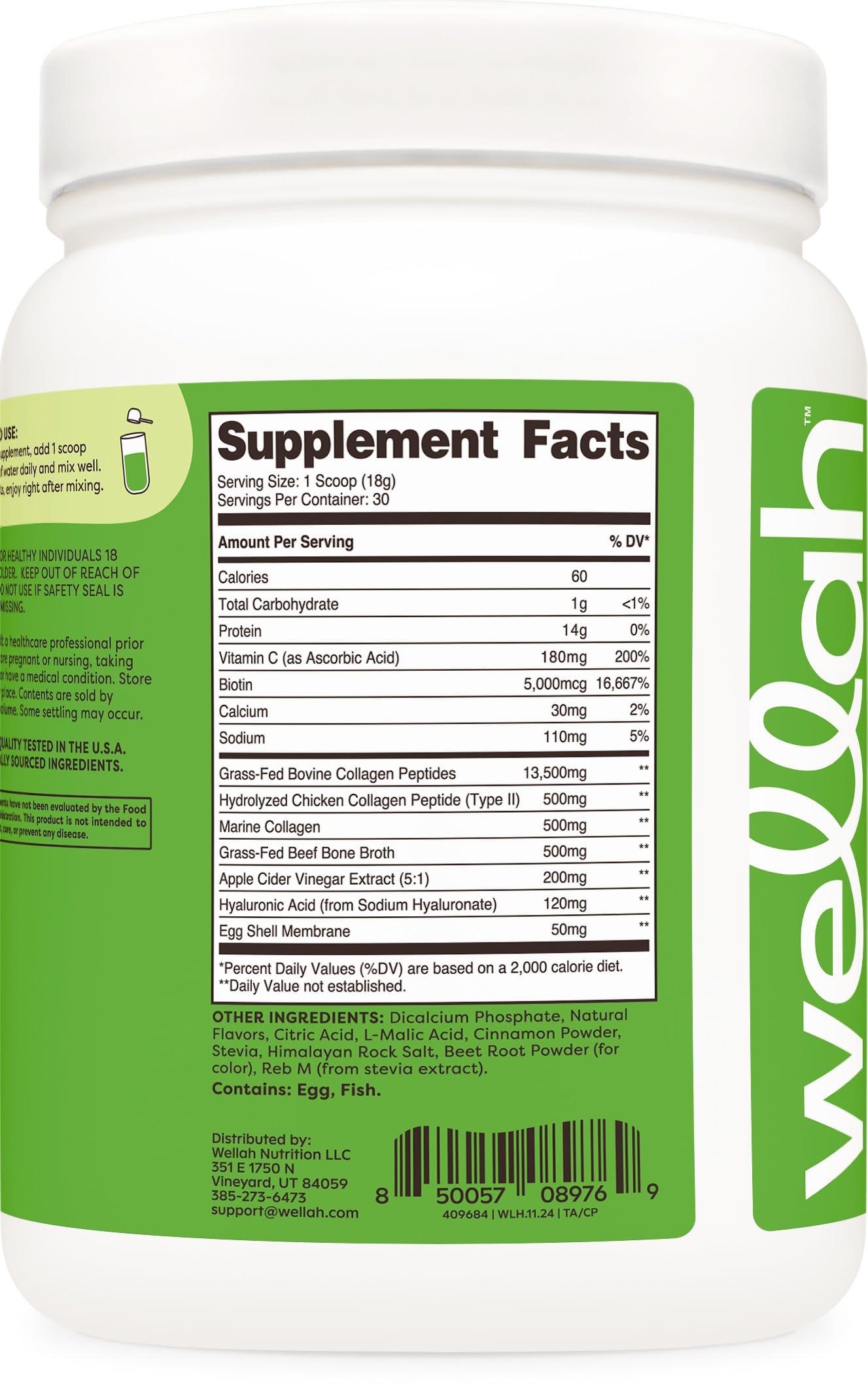 Wellah Wellah The Afterglow Multi Collagen Protein + Beauty (30 Servings, Cinnamon Pear) - Hair, Skin, Nail & Joint Support - Non-GMO and Gluten Free