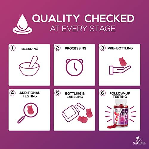 Nature's Nutrition Fiber Supplement Gummies for Digestive Health & Regularity Support, Sugar-Free 4g Fiber Gummy for Adults, Daily Probiotic Supplements, Natural Prebiotic Fiber Gummy, Plant Based - 60 Gummies