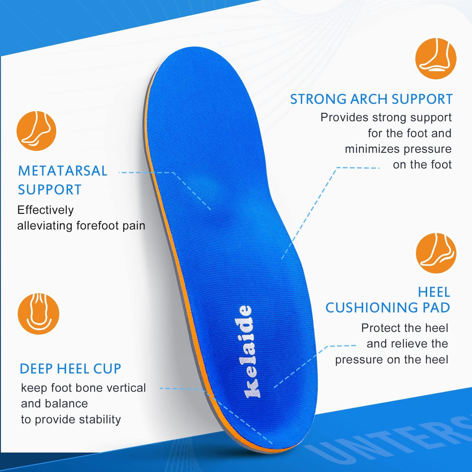 Kelaide Kelaide Arch Support Insoles Relief Plantar Fasciitis, Comfort Orthotic Inserts for Flat Feet, Feet Pain, Pronation, Shoes Insoles for Men and Women Blue