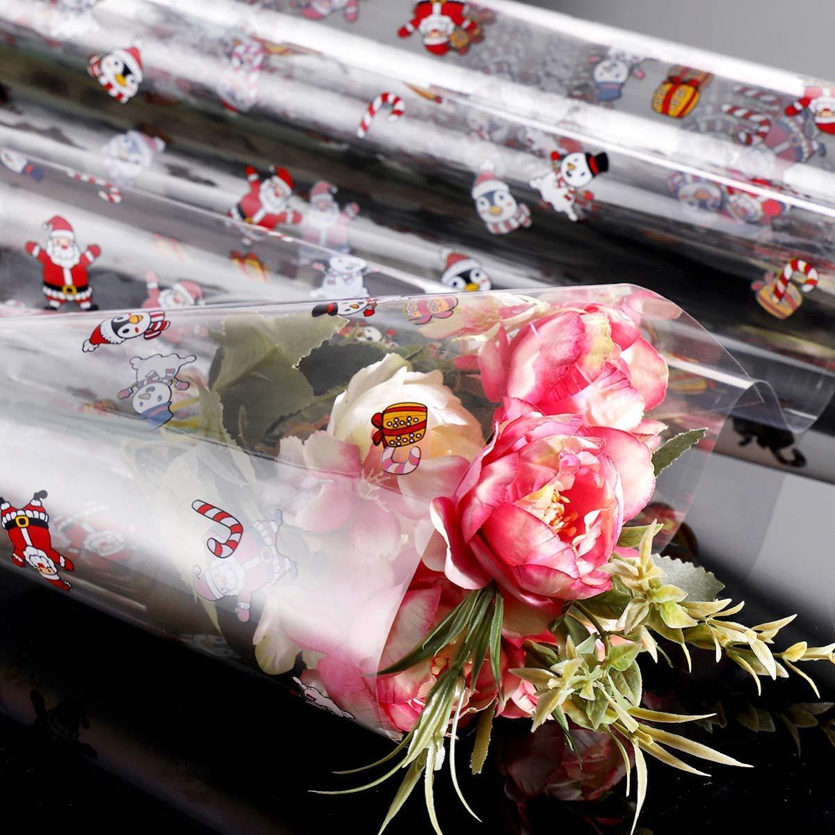 TOYANDONA TOYANDONA Christmas Cellophane Wrap Roll, 2.5 Mil Thickness Clear Cellophane Wrap Christmas Cellophane Wrapping Paper for Arts Crafts Baskets (30mx40cm)