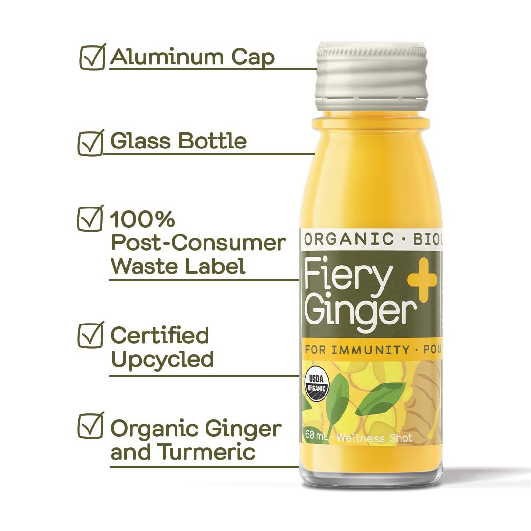 GREENHOUSE JUICE CO. Greenhouse Juice Ginger Shots Organic Fiery Ginger Wellness Shot, Cold Pressed with Turmeric Pepper Vitamin C Ginger Juice Immunity Shots Vegan & Gluten-Free (2 Oz, Pack of 24)