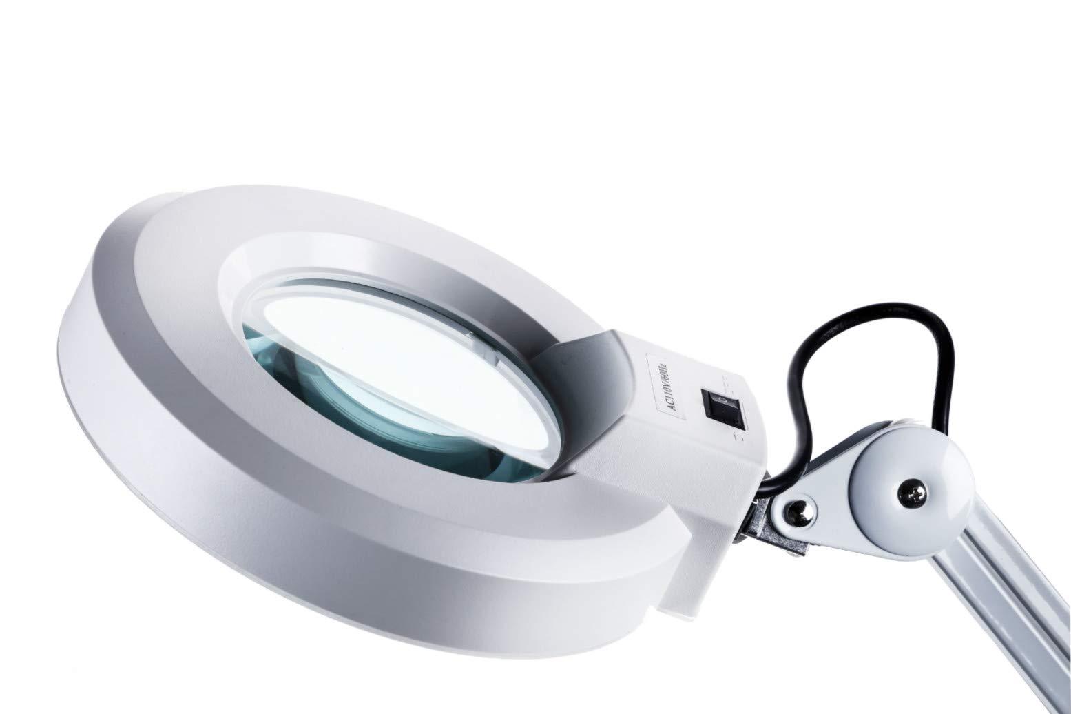 Salon Style Salon Style LED Magnifying Glass Floor Lamp - 4 Wheel Rolling Base Reading Magnifier Light with Gooseneck - for Professional Tasks and Crafts
