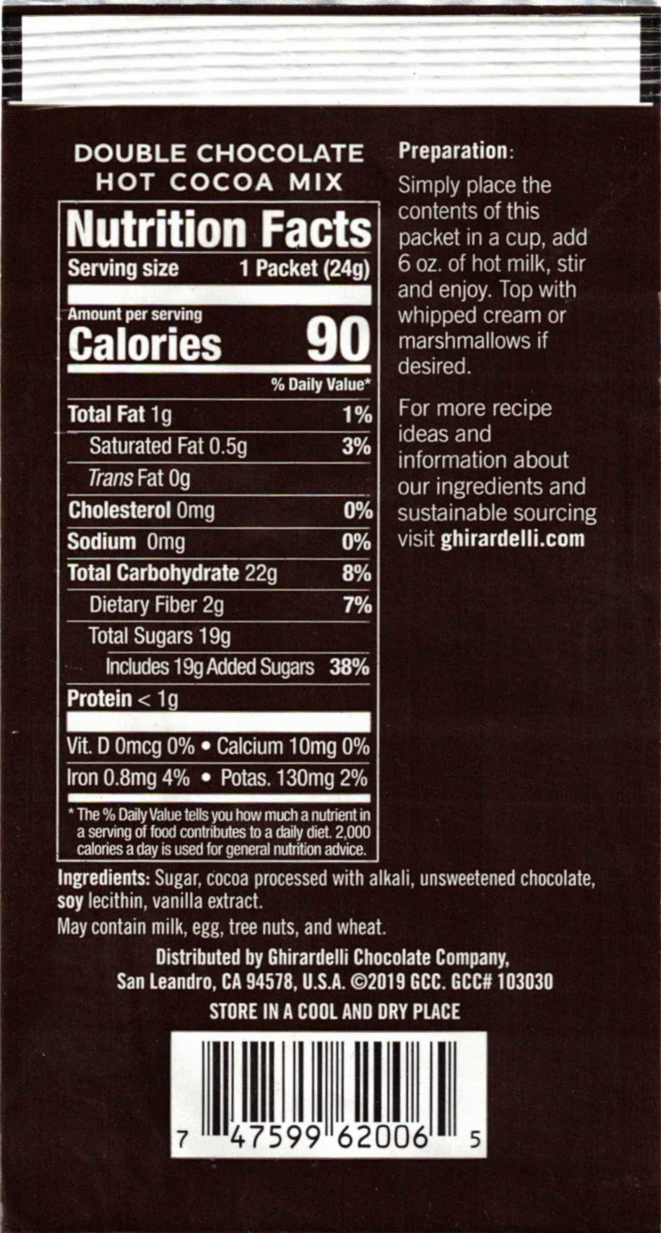 By The Cup Ghirardelli Double Chocolate Hot Cocoa Mix, 0.85 oz Packets (Pack of 25) with Cocoa Scoop