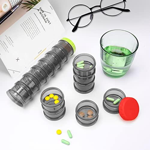 Zwish 7 Day Pill Organizer Case Stackable Weekly Supplements Vitamins Pills Holder Dispenser Large Translucent Black with Extra Lid