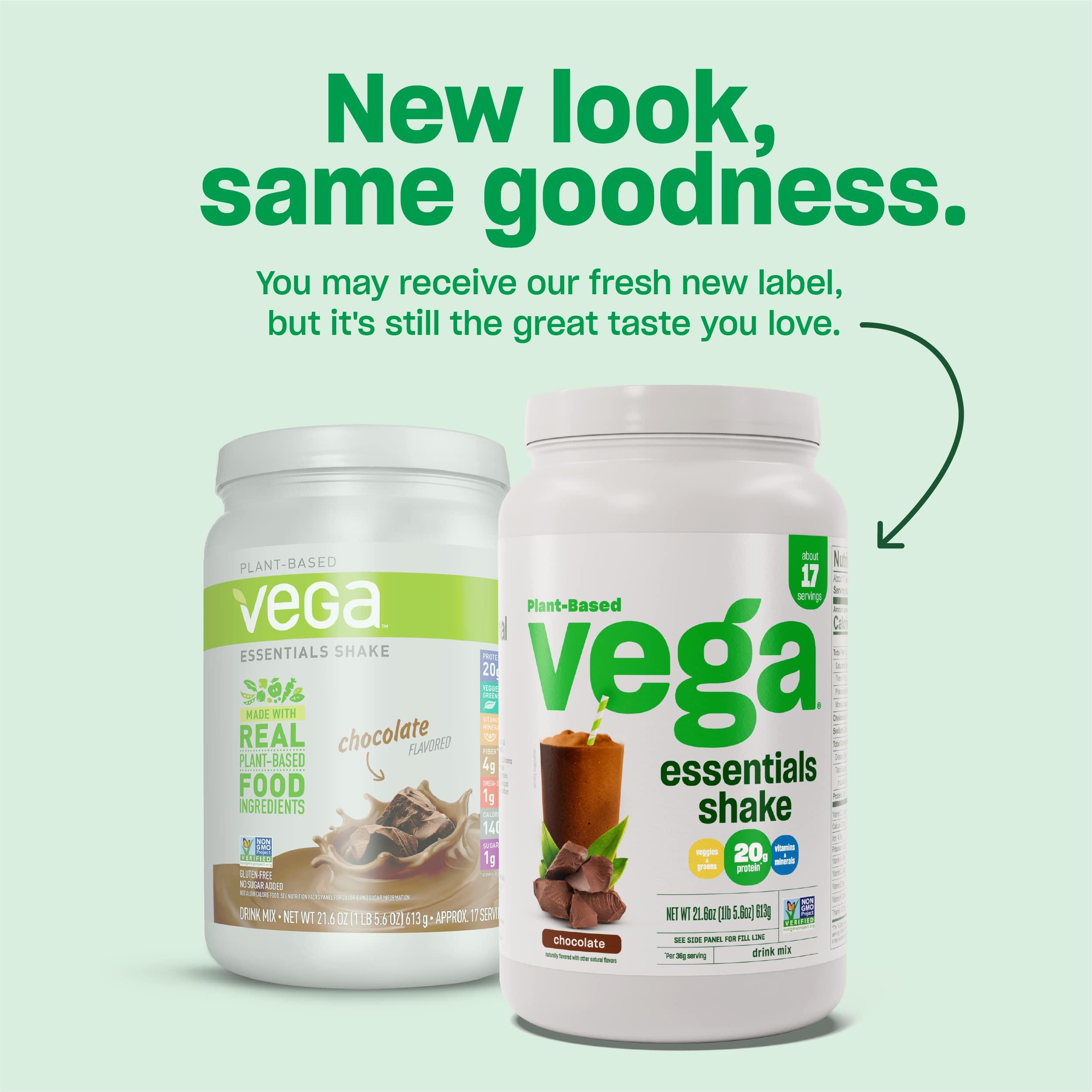 Vega Vega Essentials Plant Based Protein Powder, Chocolate - Vegan, Superfood, Vitamins, Antioxidants, Keto, Low Carb, Dairy Free, Gluten Free, Pea Protein for Women & Men, 2.4 lbs (Packaging May Vary)