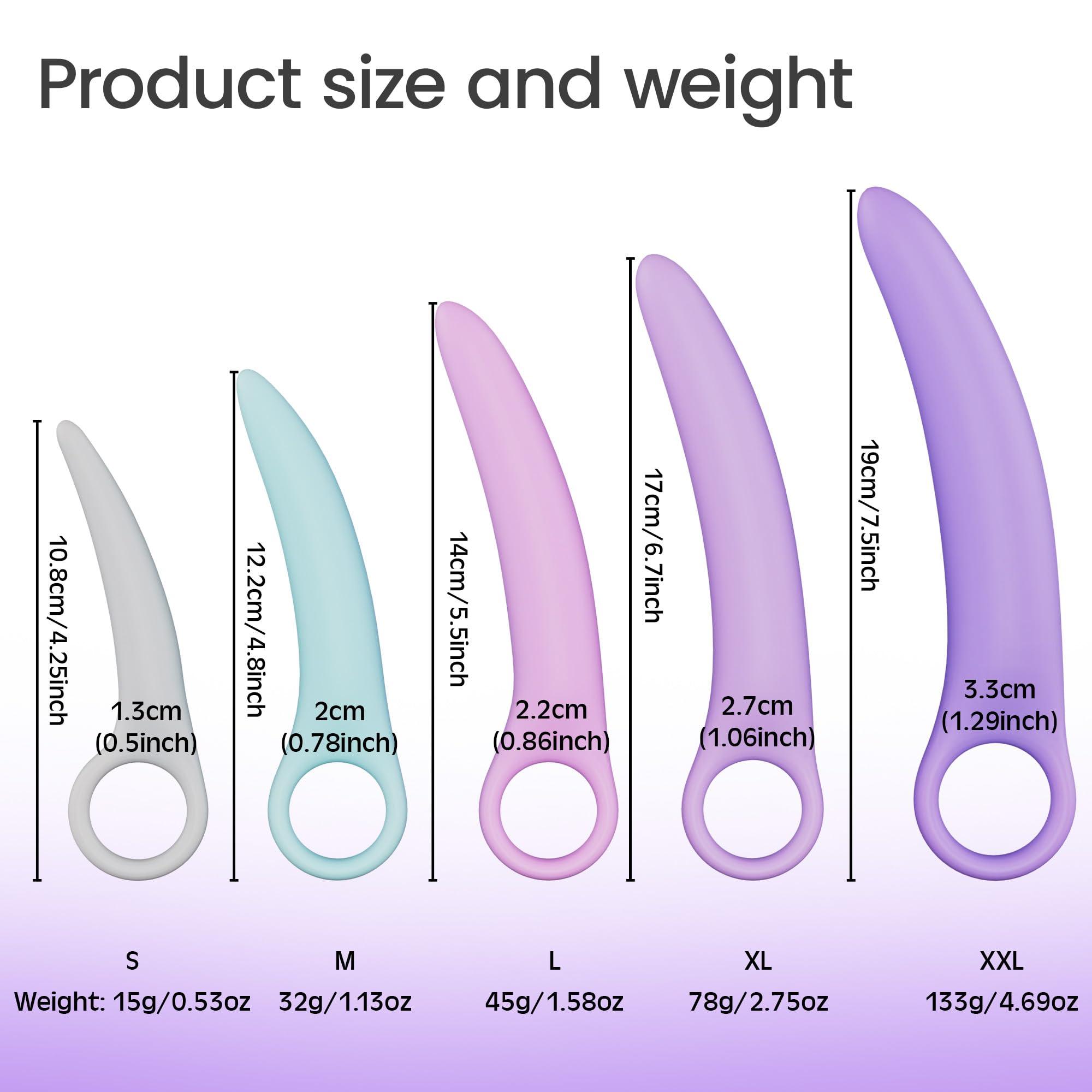 EcoBlossom Ecoblossom Silicone Dilator Set - The Most Comfortable Dilators for Women with Pain - Pelvic Floor Trainer, Stretcher, and Expander (Curved, Sizes 1-5)