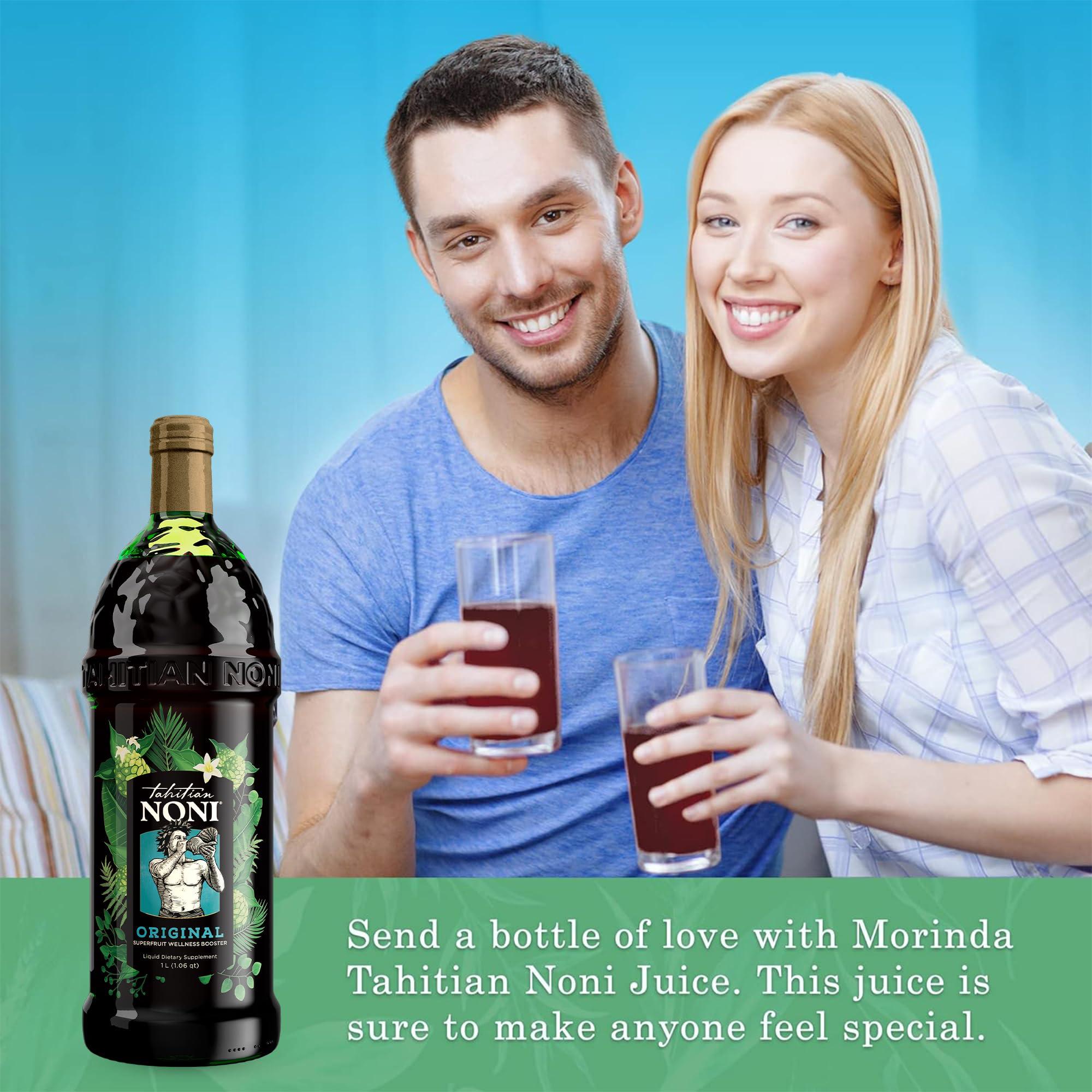 Tahitian Noni Tahitian Noni Juice by Morinda - Original and Authentic Noni Fruit Puree with Natural Blueberry & Grape (Resveratrol) - Invigorating Daily Superfood Drink for Enhanced Vitality - 4x1L Bottles/Case