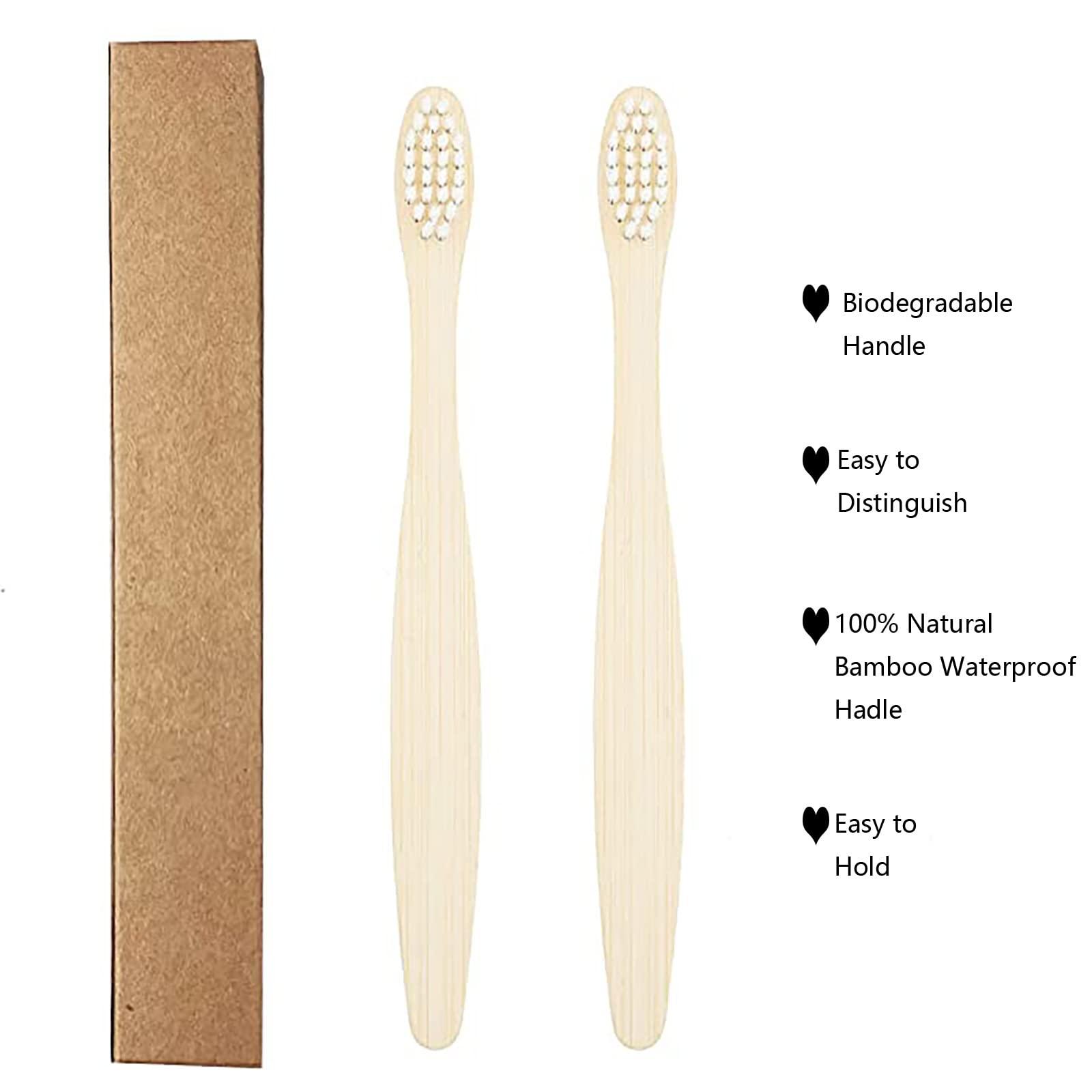 SEVENHEAD SEVENHEAD 10 PCS Bamboo Toothbrushes Soft Bristles Wooden Toothbrushes for Adult, Natural Biodegradable BPA Free Eco Friendly Toothbrushes White