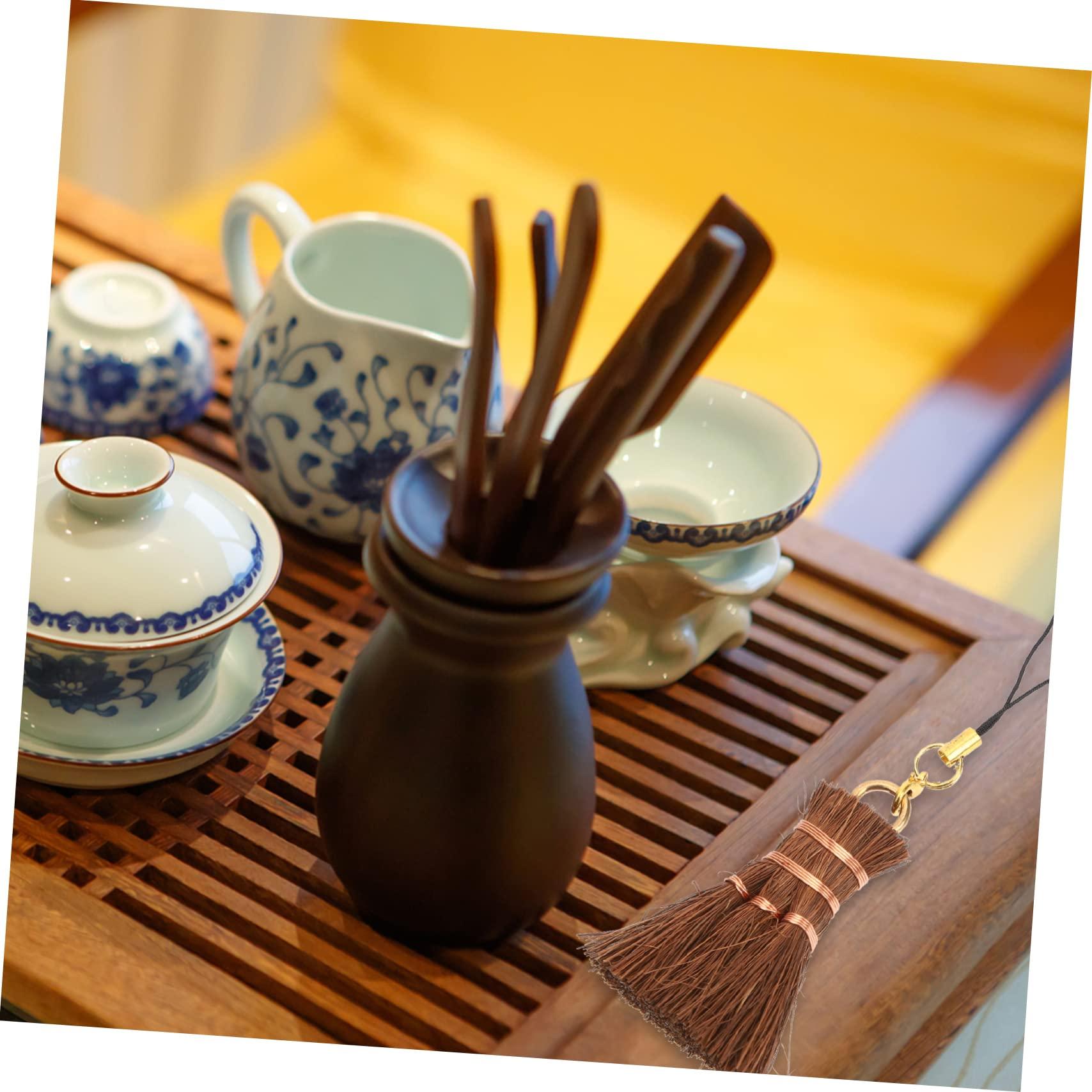 COLLBATH COLLBATH Small Broom Pendant Outdoor Keyboard Broom Duty Lint Remover Garage Whisk Dustpan Long Handle Upholstery Power Scrubber Sweeper Top Flash Wipes Home Soap Palm Brown Silk