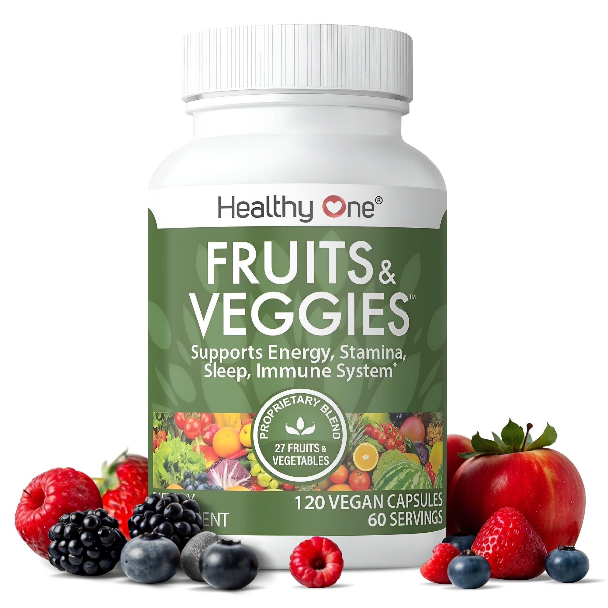 Healthy One Healthy One Fruits & Veggies - 27 Balanced Whole Foods of Nature - Vitamins - Minerals - Antioxidants - Detox - Vegetables - Kale - Broccoli - Spinach - Beets - Raspberries - Multivitamin - 120 Count
