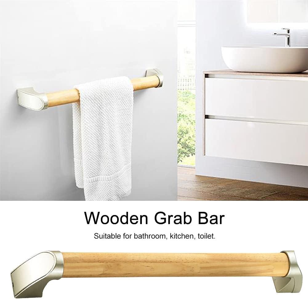Generic Solid Wood Bathroom Grab bar Holder, 17Bathtub Safety Grab bar, Bathroom Accessibility Handle, Non-Slip Pull Handle for The Elderly, Non-Slip Wooden Shower Handle, Toilet Grab bar