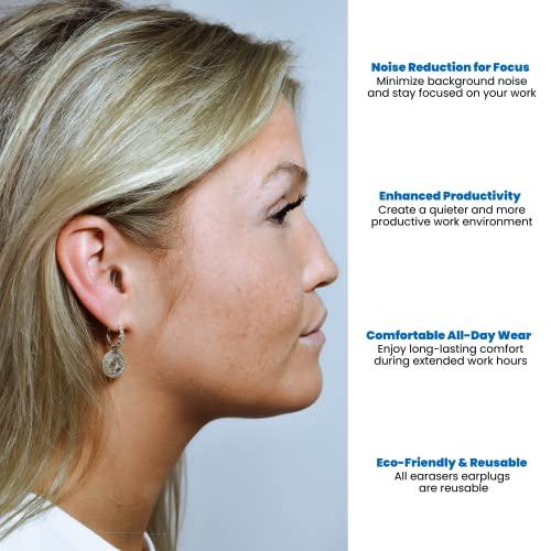 Earasers EARasers Noise Cancelling Earplugs - Reusable Soft Silicone Noise Reduction Peace And Quiet Ear plugs For Concerts, Musician, Djs, Drummers, Motorcycles, Dentists, Work – 36dB Peak Reduction (X-Small)