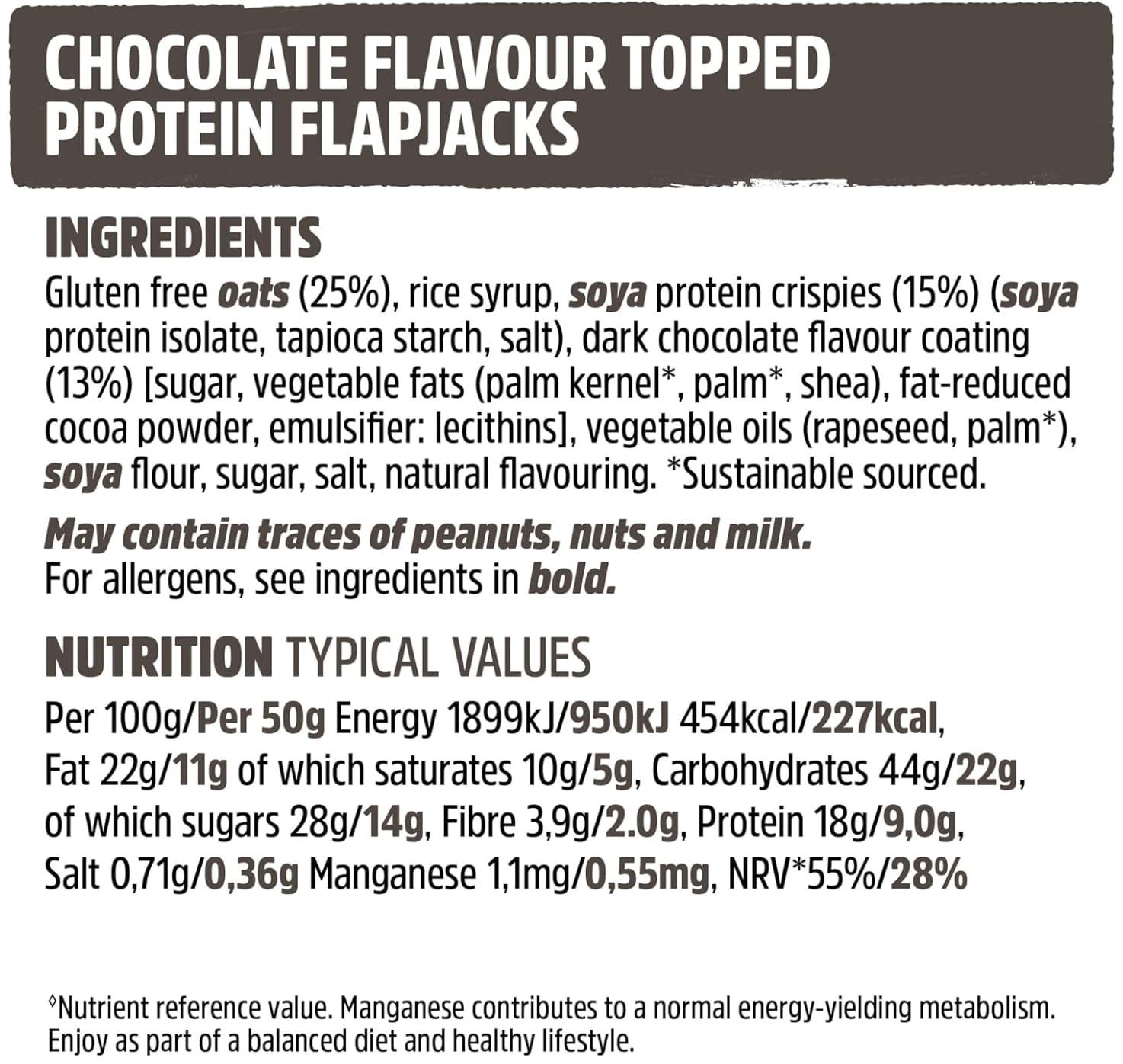 AmazValue Global Trek High Protein Flapjack Cocoa Oat 50g (Pack of 16 Bars)- Gluten Free - Vegan Snack