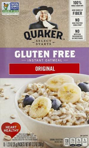 Quaker Quaker Instant Oatmeal, Gluten Free Original, Breakfast Cereal, 10 Packets