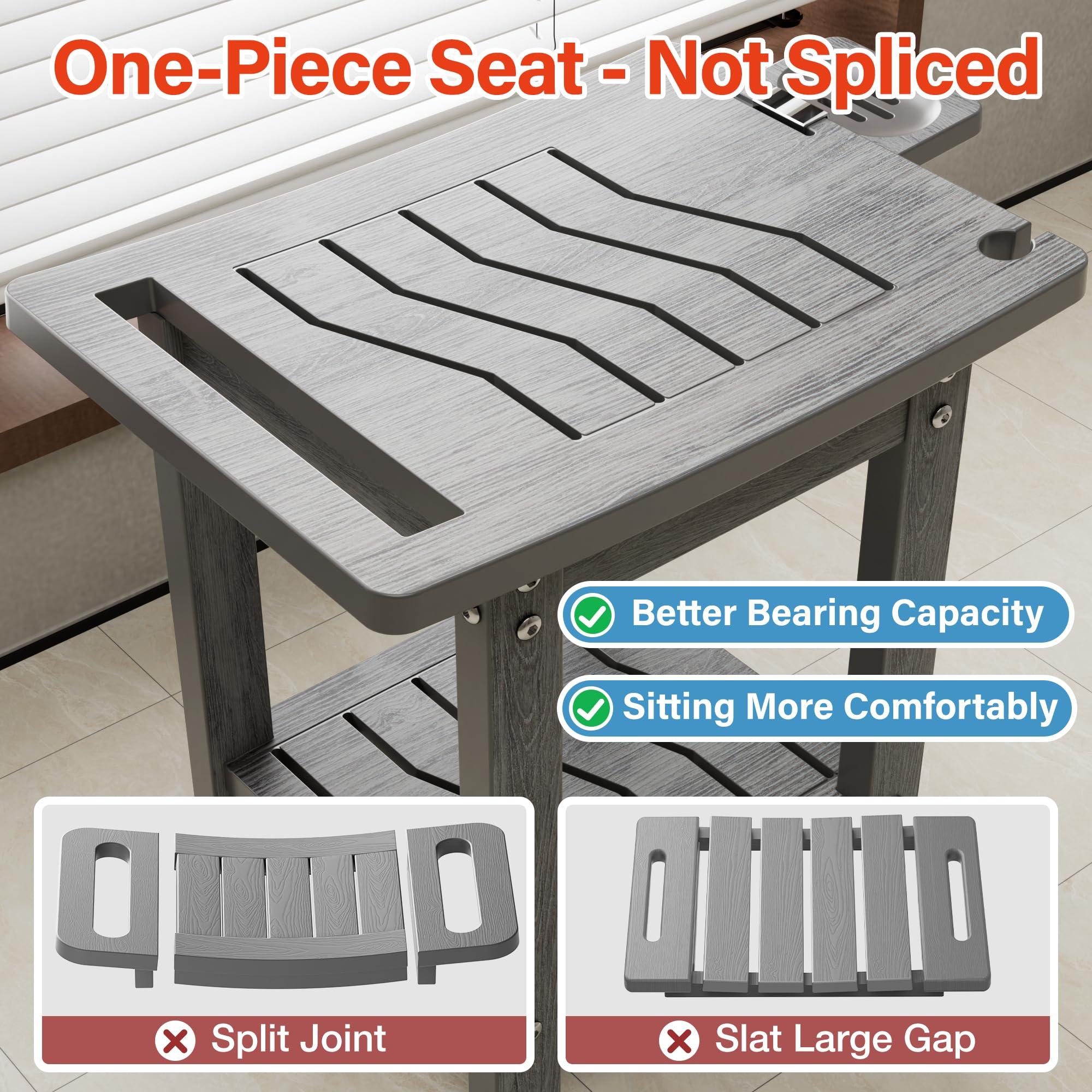 YEFU Elderly Shower Chair for Inside Shower: Shower Stool Waterproof Plastic Grey Small for Shaving Legs Bathtub Small Spaces - Shower Bench Seat for Adults Seniors Disabled