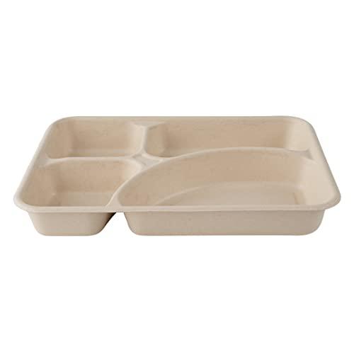 Restaurantware Restaurantware Pulp Tek 43 Ounce To Go Containers 100 Sustainable Carry Out Containers - Lids Sold Separately 4 Compartments Bagasse Take Out Plates Made From Sugarcane Fibers Microwavable