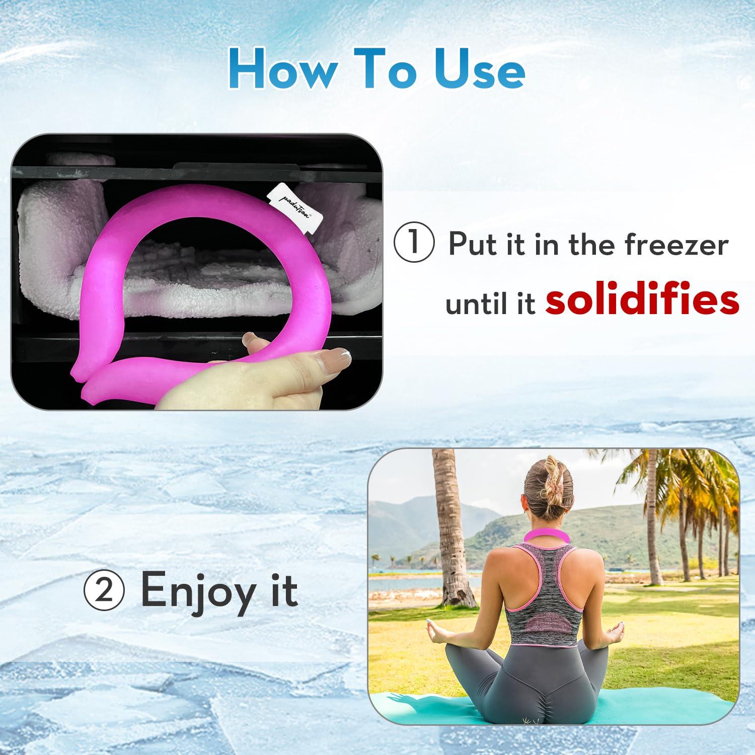 Padutson 2PCS Neck Cooling Tube, Reusable Ice Neck Cool Ring Wearable Body Cooling Products for Indoor Outdoor, Neck Coolers for Hot Weather